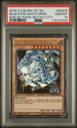 2015 Yu-Gi-Oh! PSA 10 Gem Mint Blue-Eyes White Dragon DPBC-EN016 Ultra Rare 1st - Image 1