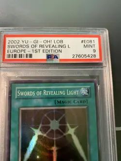 Yugioh 2002 Swords of Revealing Light LOB-E081 PSA 9 Mint - Image 3