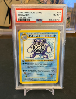 1999 POKEMON GAME Growlithe & Poliwhirl First Edition PSA 8 - NM/Mint! - Image 3