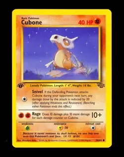 1999 Pokemon CUBONE Jungle Set 1ST EDITION Non Holo Card 50/64 WotC NM - Image 1