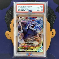 💎PSA 10 GEM MINT 2022 Pokemon Brilliant Stars AGGRON VMAX #097 Full Art - Image 2