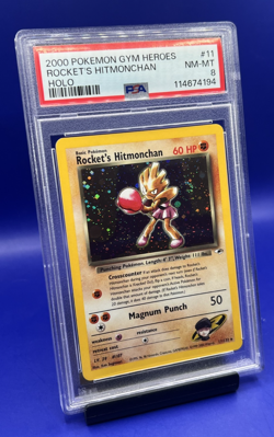 2000 Pokemon Gym Heroes Rocket’s Hitmonchan 11/132 HOLO PSA 8 NM-MT SWIRL - Image 2
