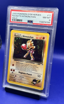 2000 Pokemon Gym Heroes Rocket’s Hitmonchan 11/132 HOLO PSA 8 NM-MT SWIRL - Image 3