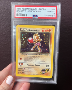 2000 Pokemon Gym Heroes Rocket’s Hitmonchan 11/132 HOLO PSA 8 NM-MT SWIRL - Image 5