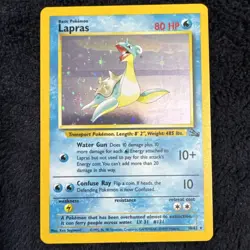 1999 Pokemon TCG Lapras Fossil Holo Unlimited Rare Card 10/62 LP - Image 1