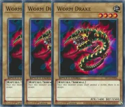 Yugioh - Worm Drake x 3 - 1st Edition NM - Free Holographic Card - Image 1