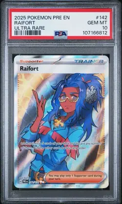 2025 Pokemon Prismatic Evolutions # 142 Raifort Ultra Rare PSA 10 Card GEM MINT! - Image 1