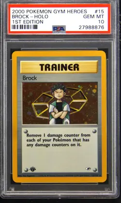 2000 POKEMON GYM HEROES 1ST ED #15 BROCK-HOLO PSA 10 - Image 1