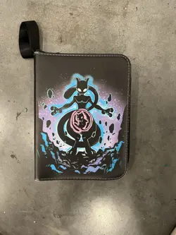 Pokemon Card Binder Mewtwo Black Sheet Card Holder Zipper. No Pockets - Image 1