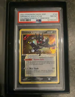 Pokemon Celebrations Black Star Promo Greninja Gold Star #144 PSA 8 - Image 1