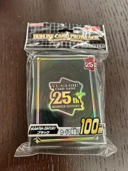 Konami Yugioh Card Protector 25th Anniversary Quarter Century Sleeve Black 100pc - Image 1