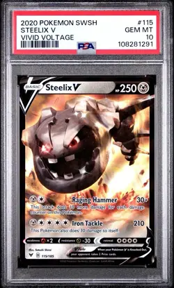 2020 Pokemon Vivid Voltage # 115 Steelix V PSA 10 Card GEM MINT! Trusted Seller! - Image 1