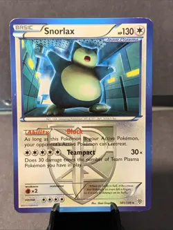 Pokemon TCG Snorlax #101/135 Team Plasma Non Holo Rare Plasma Storm LP - Image 1
