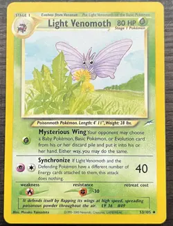 Light Venomoth 53/105 Pokemon TCG WOTC Neo Destiny Uncommon Lightly Played LP - Image 1