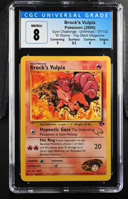 CGC 8 Pokemon TCG 2000 Gym Challenge #37/132 Brock's Vulpix W Stamp - Image 1