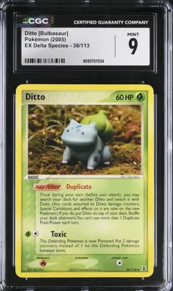 Pokemon TCG Ditto Bulbasaur Ex Delta Species 36/113 CGC Gem Mint 9 - Image 1