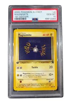 2000 Pokemon Team Rocket Magnemite 1st Edition PSA 10 Gem Mint WOTC - Image 1