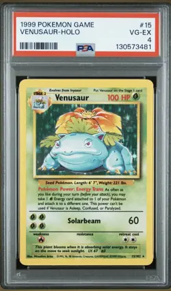 Pokemon Base Set Venusaur (HR) #15 Graded PSA 4 - Image 1