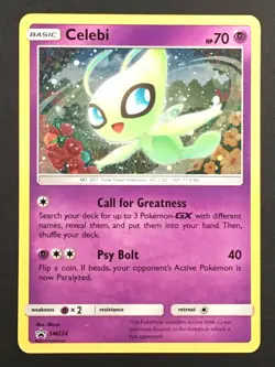 Pokemon TCG Celebi SM224 Black Star Promo Cosmos Holo LP - Image 1