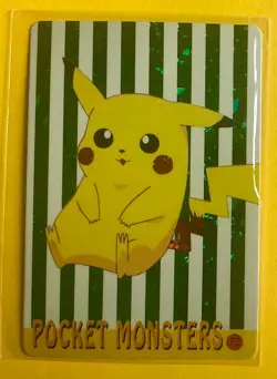 PIKACHU GREEN Pokemon Pocket Monsters Japanese Vending Prism Sticker Holo Foil - Image 1