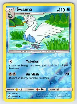 Swanna 60/236 2019 SM Cosmic Eclipse Pokemon Card Reverse Holo Rare - Nm - Image 1