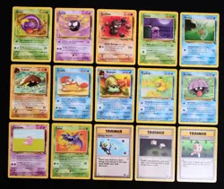 Lot Of 15 Pokemon Fossil Cards 1999 Regular Finish Commons MP Vintage lot#1 - Image 1