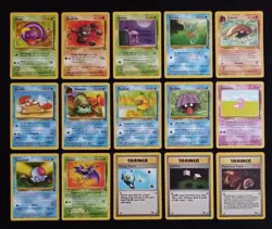 Lot Of 15 Pokemon Fossil Cards 1999 Regular Finish Commons MP Vintage lot#2 - Image 1