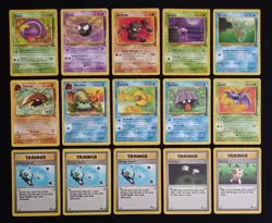 Lot Of 15 Pokemon Fossil Cards 1999 Regular Finish Commons MP Vintage lot#3 - Image 1