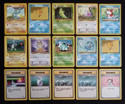 Lot Of 15 Pokemon Base Set BSU & BS2 Cards Regular Finish Commons MP Vintage - Image 1