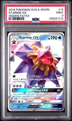 2019 Pokemon Hidden Fates # 14 Starmie GX PSA 9 Card MINT Trusted Seller! - Image 1