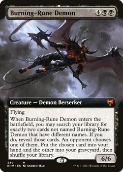 1x - Burning-Rune Demon - extended art #349 - Kaldheim - NM MTG - Image 1