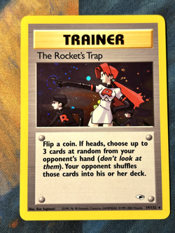 Pokemon TCG - The Rocket's Trap 19/132 Holo Gym Heroes Unlimited LP - Image 1