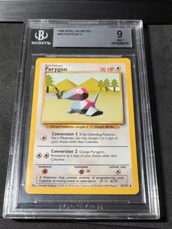 1999 POKEMON BASE SET UNLIMITED #39 PORYGON BGS 9 Silver Label Pokemon Tcg - Image 1