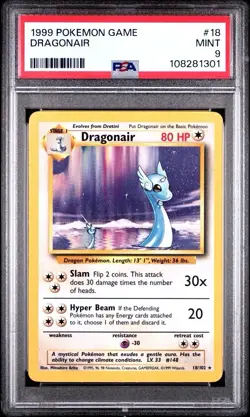 1999 Pokemon Game # 18 Dragonair PSA 9 MINT! Trusted Seller Free Ship Base Set - Image 1