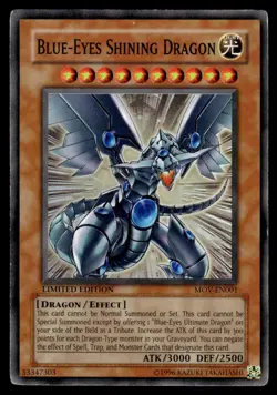 Yu-Gi-Oh! LIMITED EDITION Blue-Eyes Shining Dragon #MOV-EN001 Heavy Play - Image 1