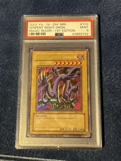 PSA 9 Serpent Night Dragon MRL 1st Ed Yugioh Magic Ruler Secret Rare Clean - Image 1