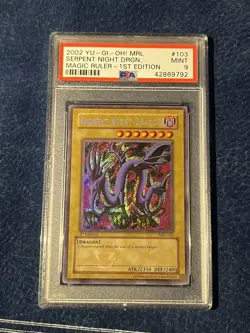 PSA 9 Serpent Night Dragon MRL 1st Ed Yugioh Magic Ruler Secret Rare Clean - Image 2