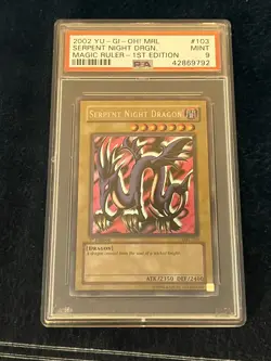 PSA 9 Serpent Night Dragon MRL 1st Ed Yugioh Magic Ruler Secret Rare Clean - Image 3