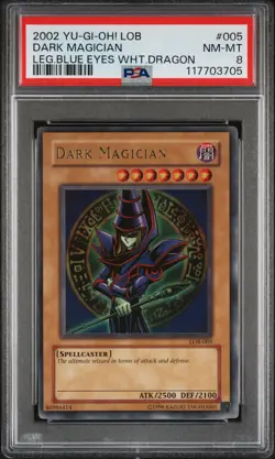 2002 YU-GI-OH! LOB-LEGEND OF BLUE EYES WHITE DRAGON #005 DARK MAGICIAN PSA 8 - Image 1