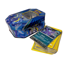 Assorted Mixed Lot of 80 Pokemon Cards with Pokemon Tin Box Case - Image 1