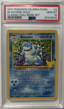 Pokemon Card Holo Blastoise 2/102 PSA 10 GEM MINT Celebrations Classic - Image 1