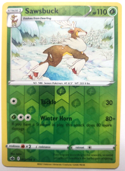 Sawsbuck Rare Reverse Holo 012/198 Chilling Reign Pokemon TCG Card - Image 1