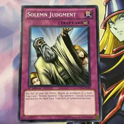Yu-Gi-Oh! LP Solemn Judgment 1st Edition SDLS-EN038 Common Card, Lightly Played - Image 1