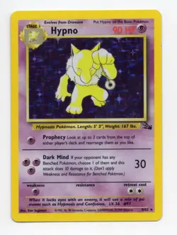 Pokemon TCG Hypno Fossil Holo Unlimited Rare Card 8/62 NM - Image 1