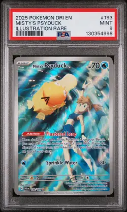 2025 Pokemon Destined Rivals Misty’s Psyduck #193 Illustration Rare PSA 9 Mint - Image 1