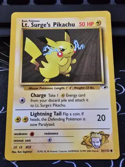 Lt. Surge's Pikachu Common Unlimited Gym Heroes 081/132 NM Pokemon TCG - Image 1