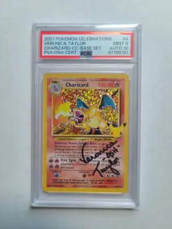 Pokemon Charizard Signed By Ash Veronica Taylor PSA 9 Auto 10 Celebrations 2021 - Image 3
