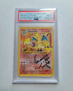 Pokemon Charizard Signed By Ash Veronica Taylor PSA 9 Auto 10 Celebrations 2021 - Image 4