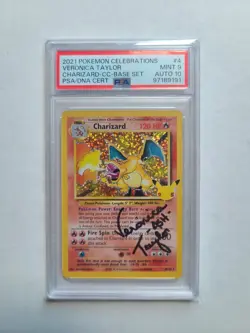 Pokemon Charizard Signed By Ash Veronica Taylor PSA 9 Auto 10 Celebrations 2021 - Image 5