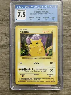 Pokemon Pikachu Base Set Shadowless #58 CGC 7.5 - Image 1